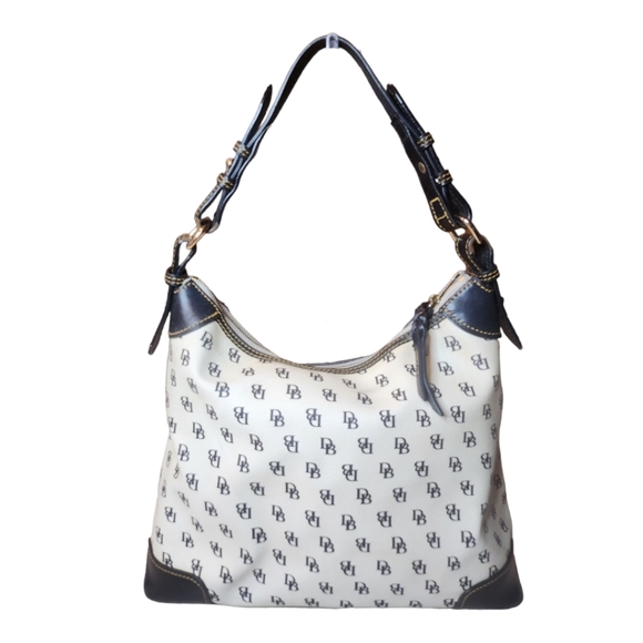 Dooney & Bourke Signature Monogram Erica Shoulder Hobo Bag Black & White - Picture 5 of 16